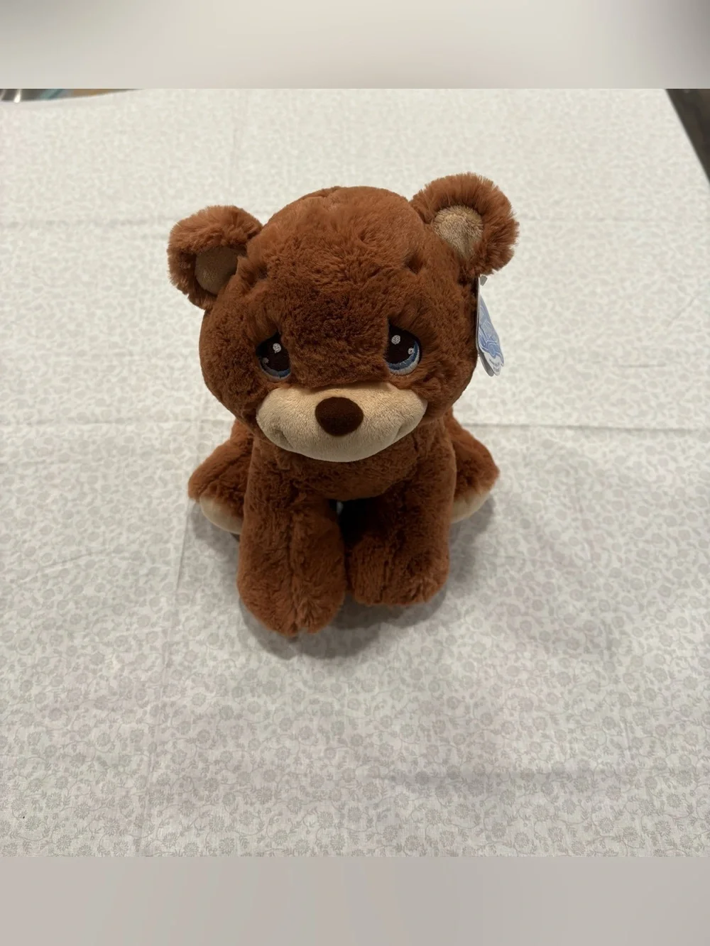 Aurora Precious Moments Brown Plush Teddy Bear Blue Eyes w/ Hang Tag 7 in